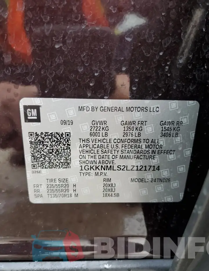 1GKKNMLS2LZ121714 Photo# 14