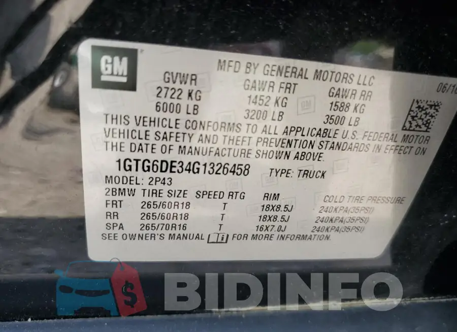 1GTG6DE34G1326458 Photo# 12