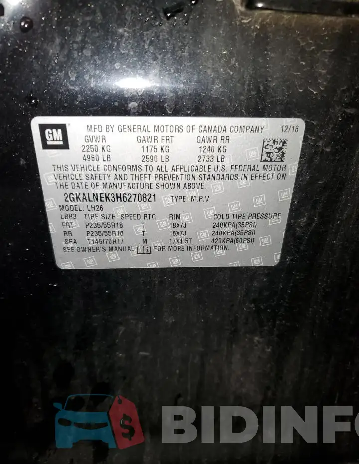 2GKALNEK3H6270821 Photo# 13