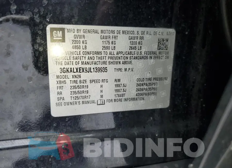 3GKALXEX9JL139935 Photo# 13