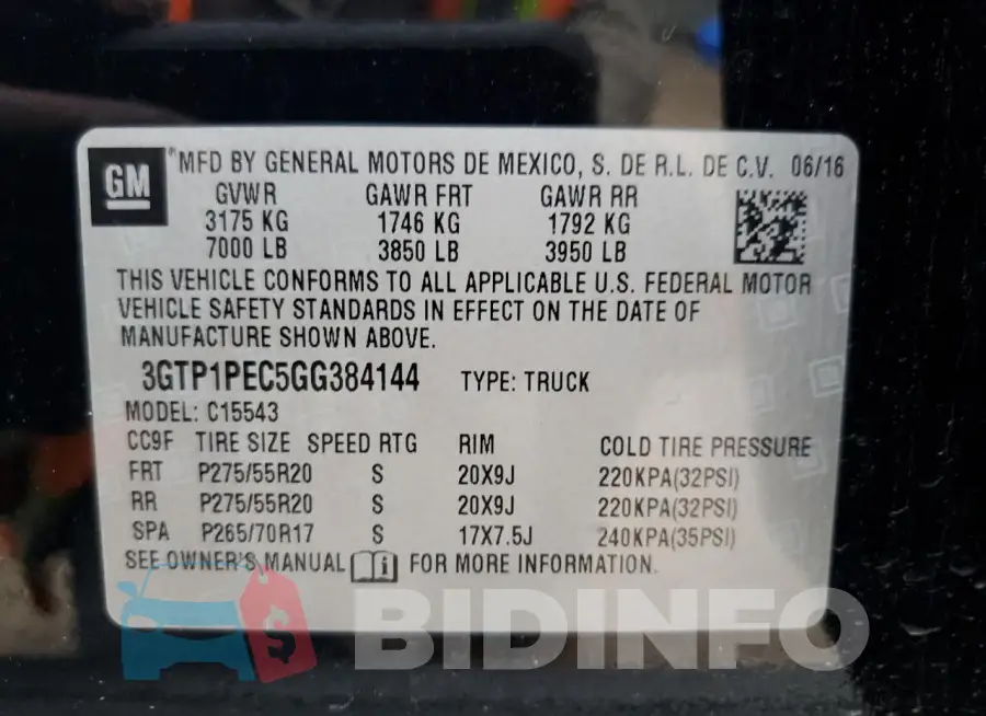 3GTP1PEC5GG384144 Photo# 12