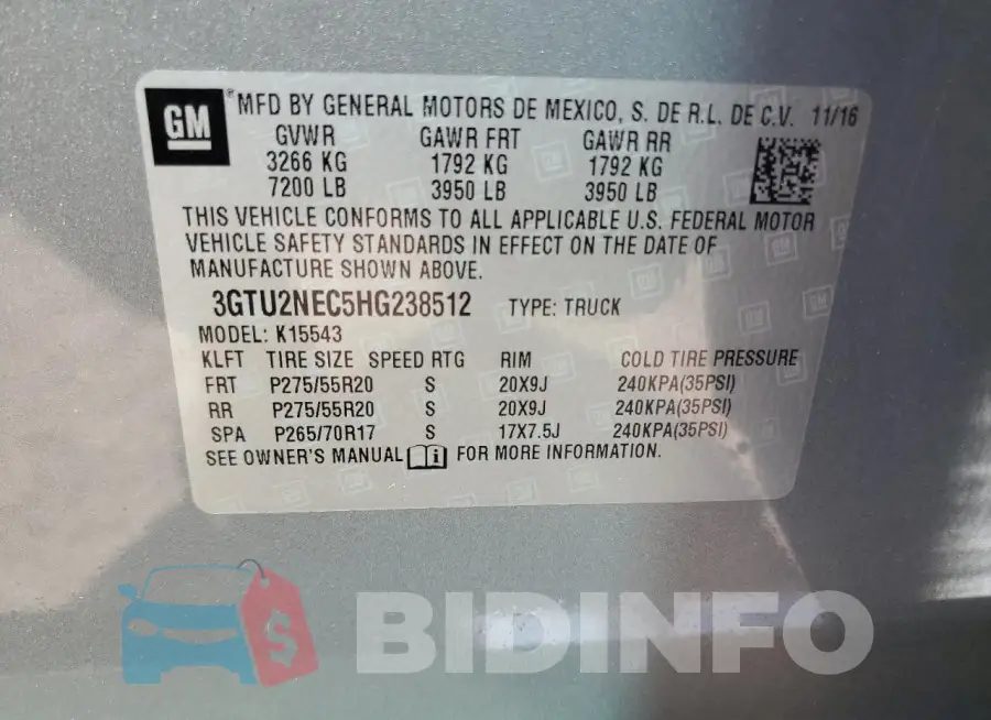 3GTU2NEC5HG238512 Photo# 13