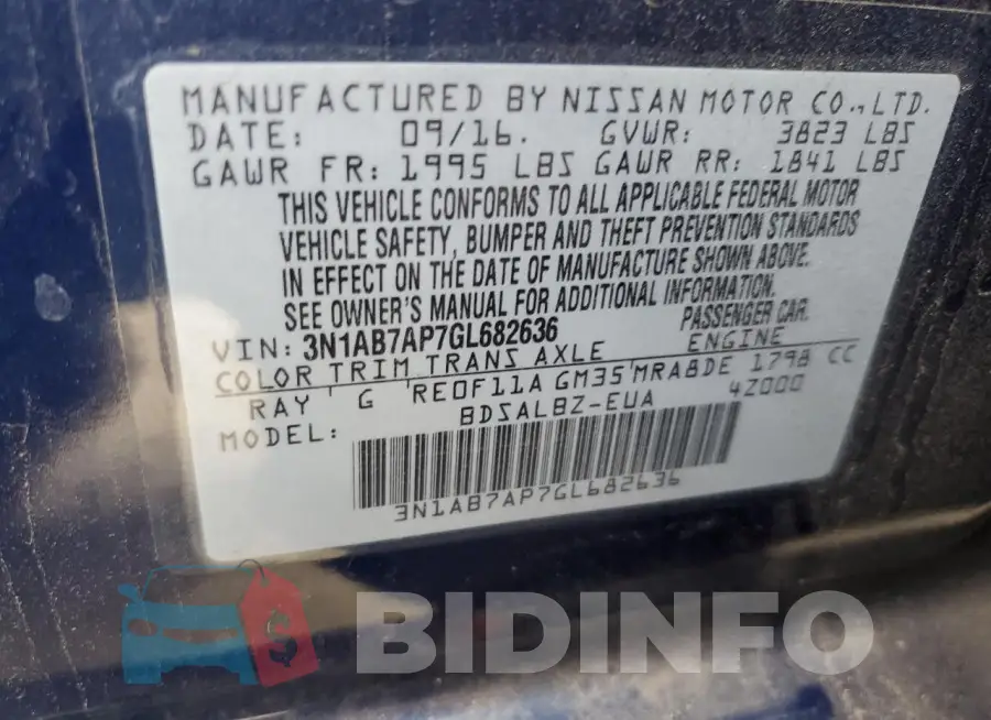 3N1AB7AP7GL682636 Photo# 13