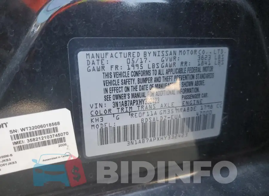 3N1AB7APXHY332423 Photo# 12