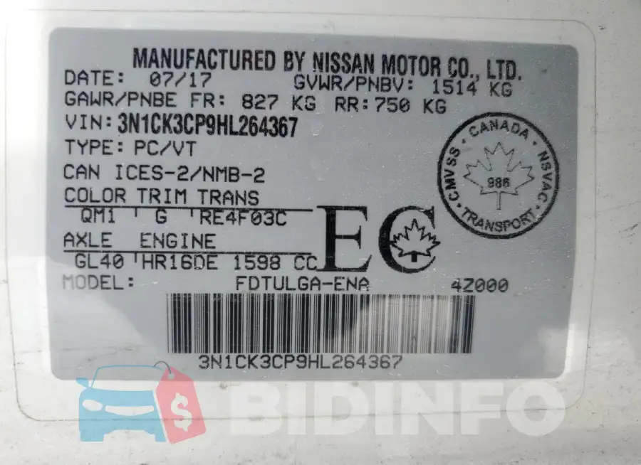 3N1CK3CP9HL264367 Photo# 13