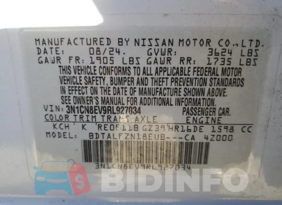 3N1CN8EV9RL927034 Photo# 12