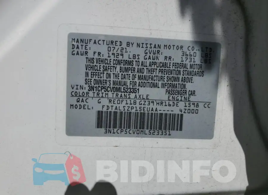 3N1CP5CV0ML523351 Photo# 14
