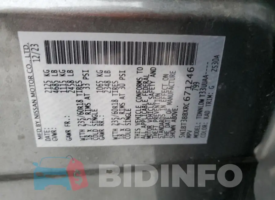 5N1BT3BBXRC671246 Photo# 14