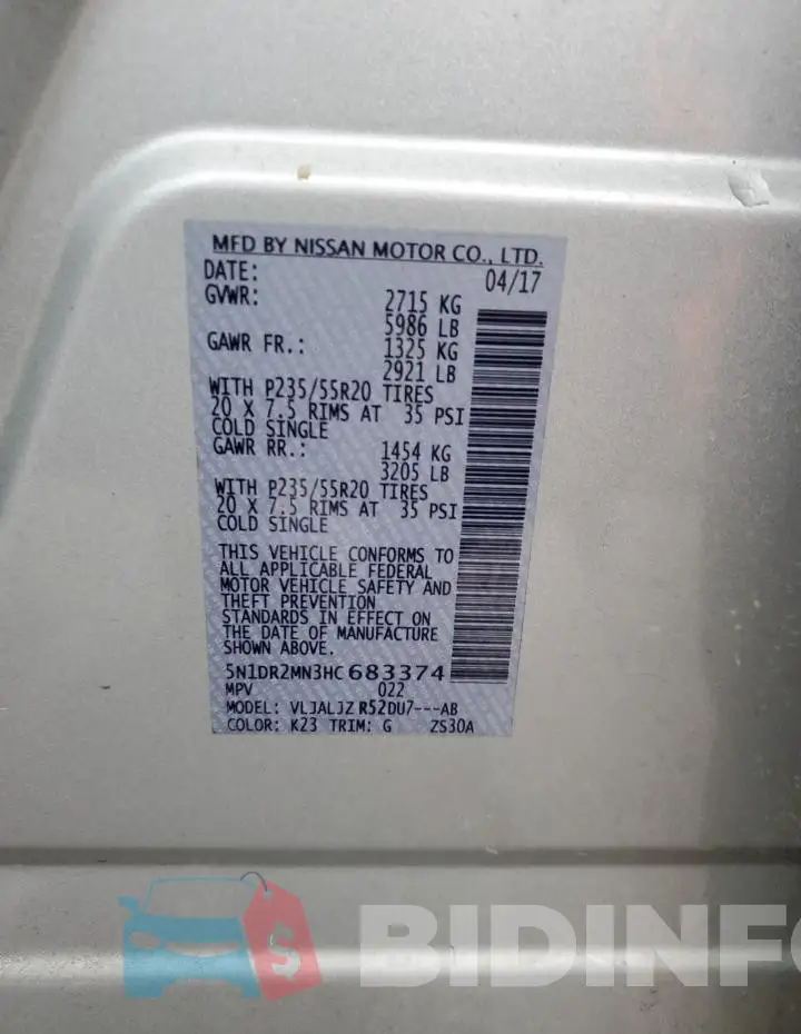 5N1DR2MN3HC683374 Photo# 12