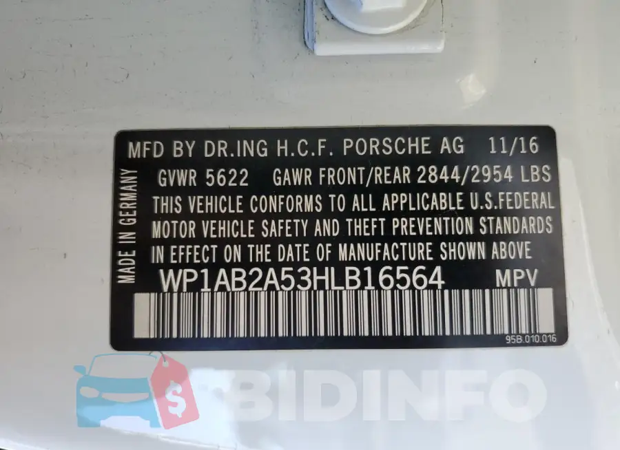 WP1AB2A53HLB16564 Photo# 14