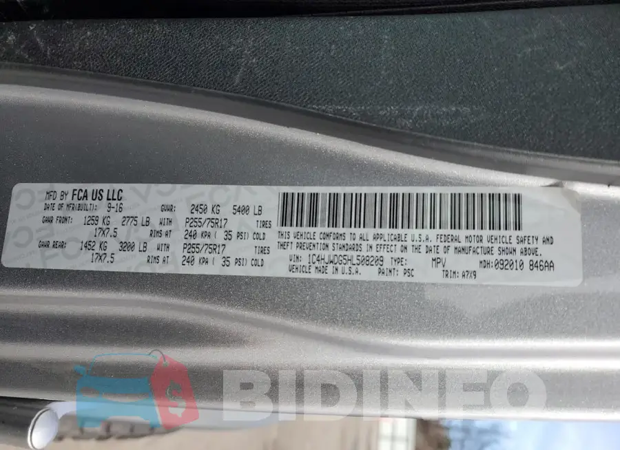 1C4HJWDG5HL508209 Photo# 12