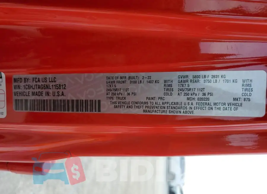 1C6HJTAG6NL115812 Photo# 13