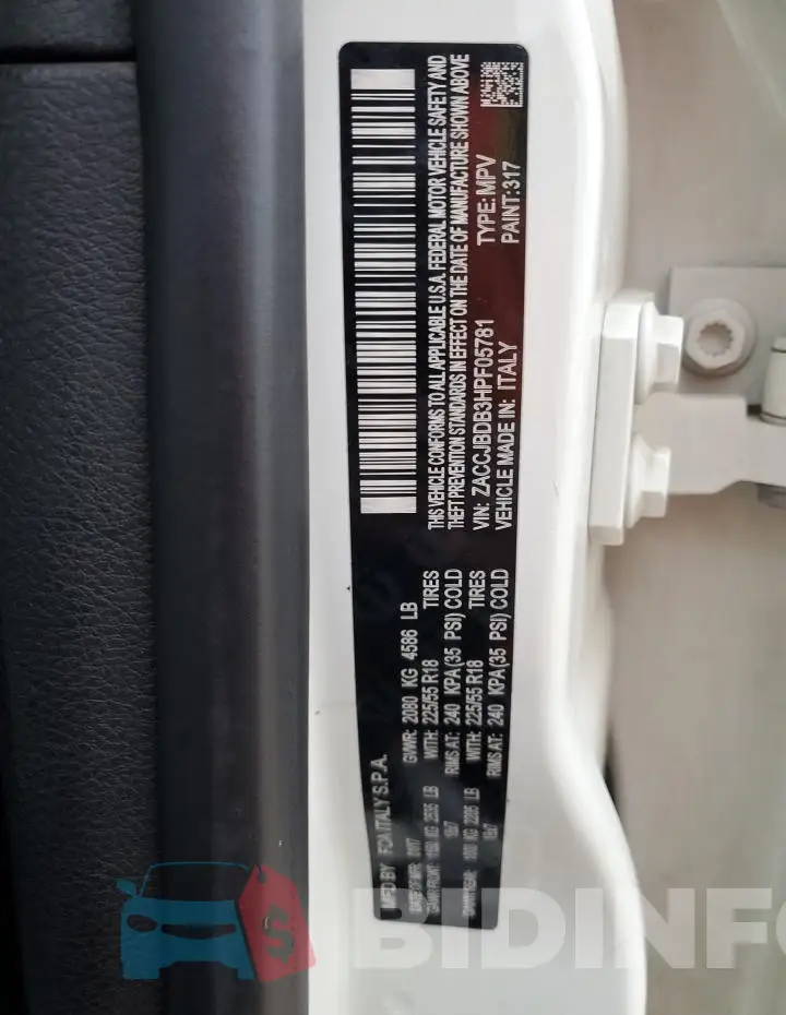 ZACCJBDB3HPF05781 Photo# 12