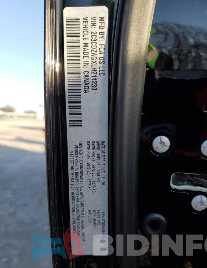 2C3CDZAGXLH211230 Photo# 12
