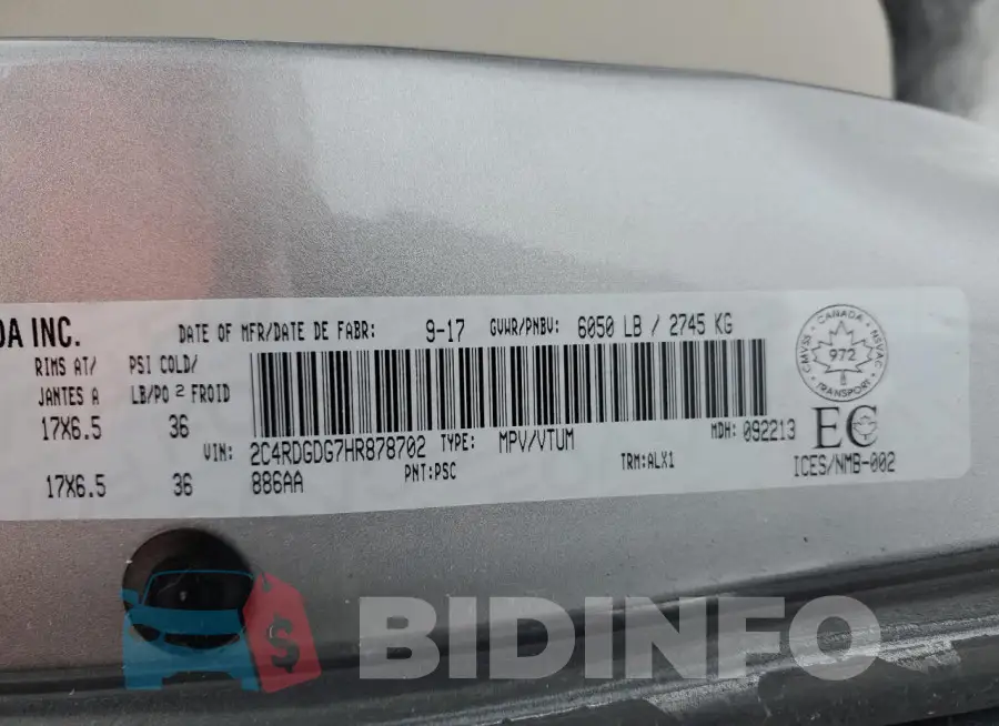 2C4RDGDG7HR878702 Photo# 13