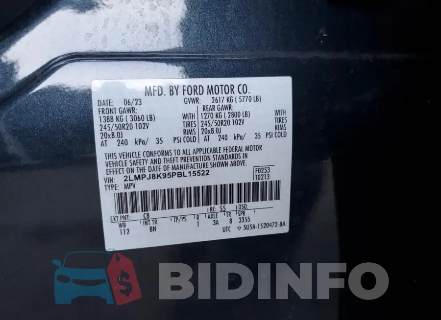 2LMPJ8K95PBL15522 Photo# 12