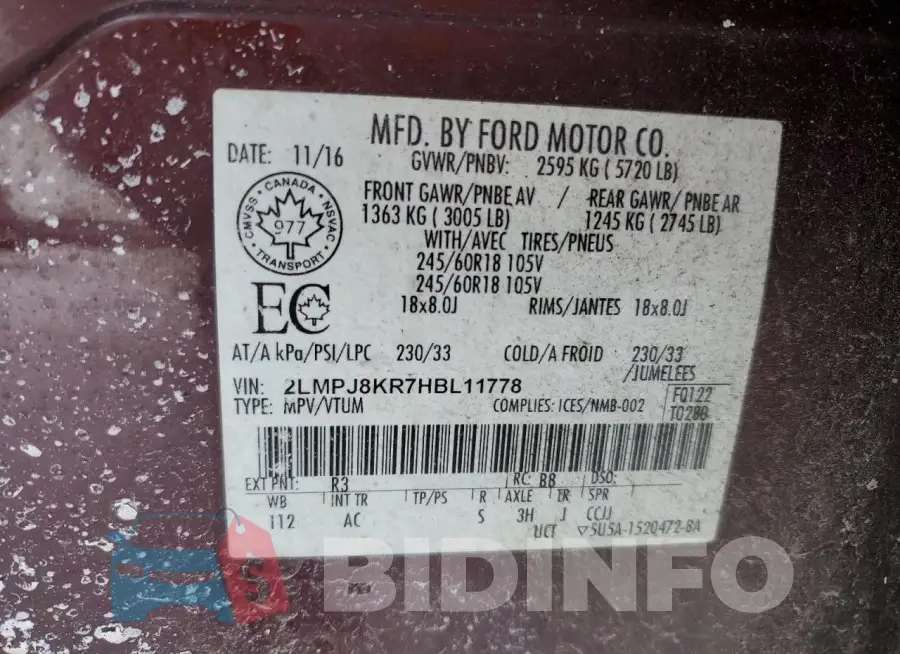 2LMPJ8KR7HBL11778 Photo# 13