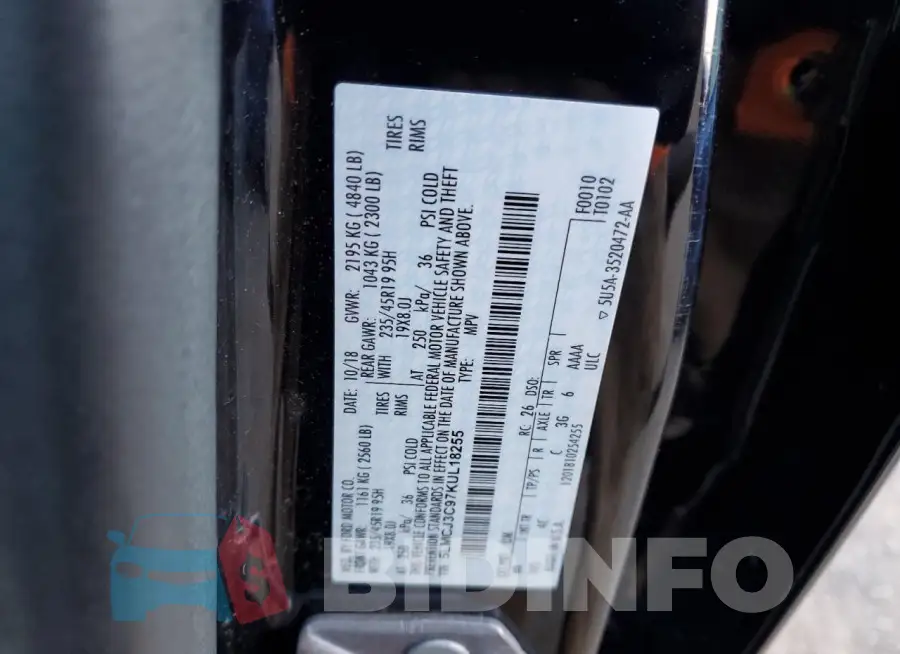 5LMCJ3C97KUL18255 Photo# 13