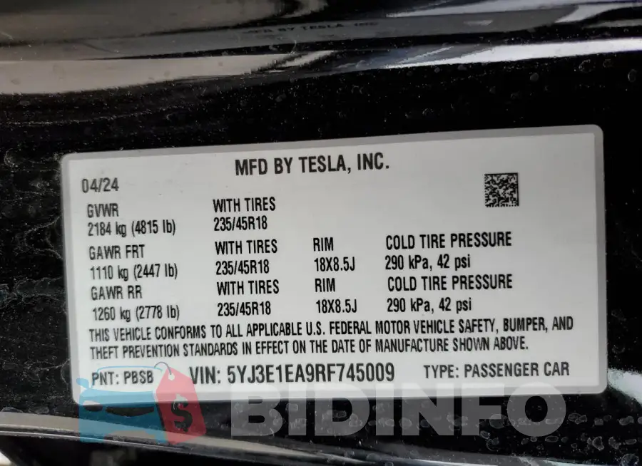 5YJ3E1EA9RF745009 Photo# 12