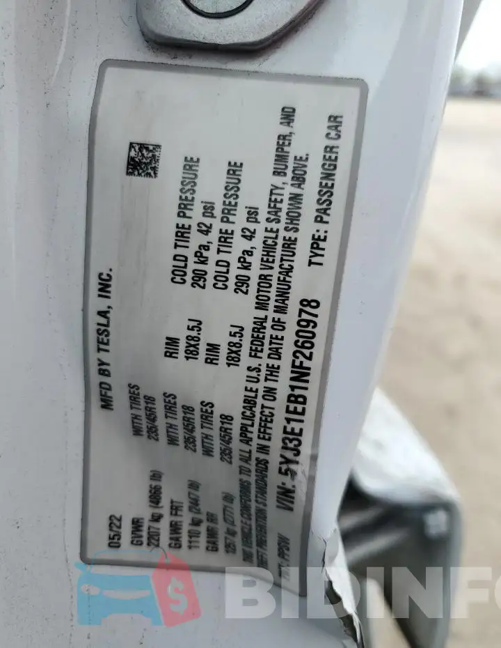 5YJ3E1EB1NF260978 Photo# 12