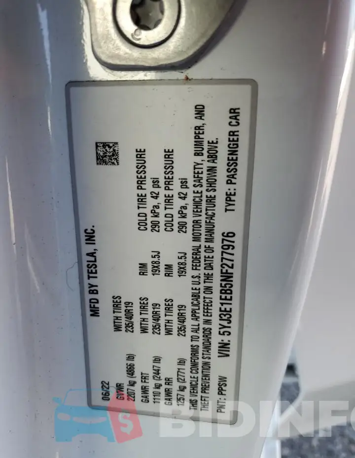 5YJ3E1EB5NF277976 Photo# 12