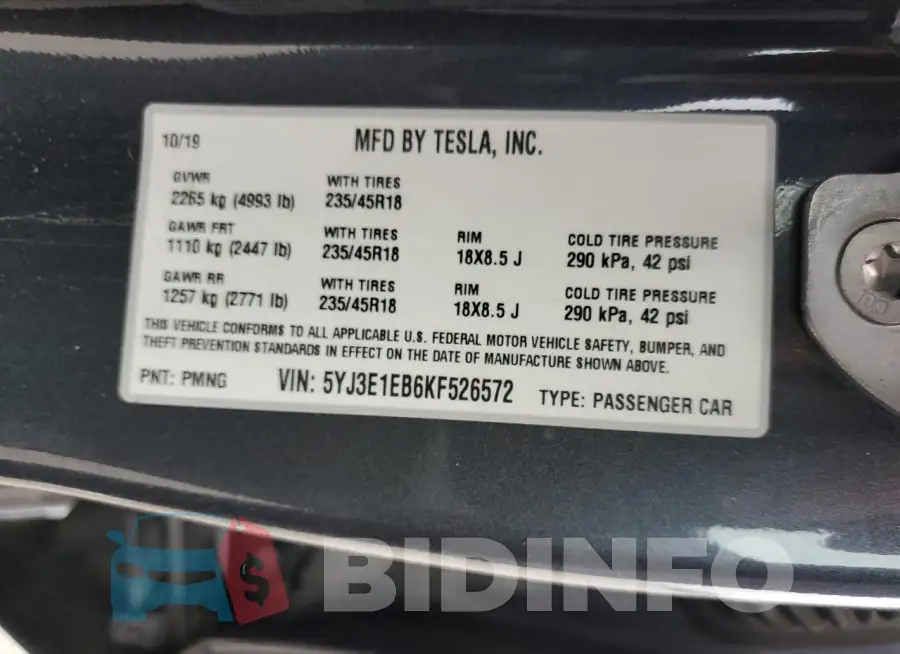 5YJ3E1EB6KF526572 Photo# 13