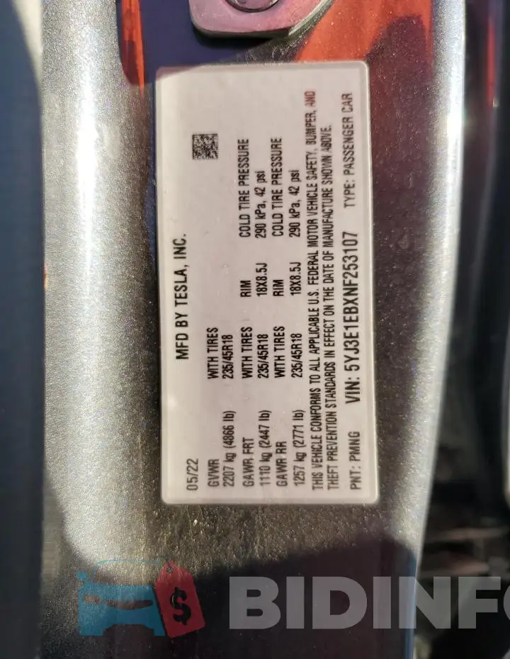 5YJ3E1EBXNF253107 Photo# 12