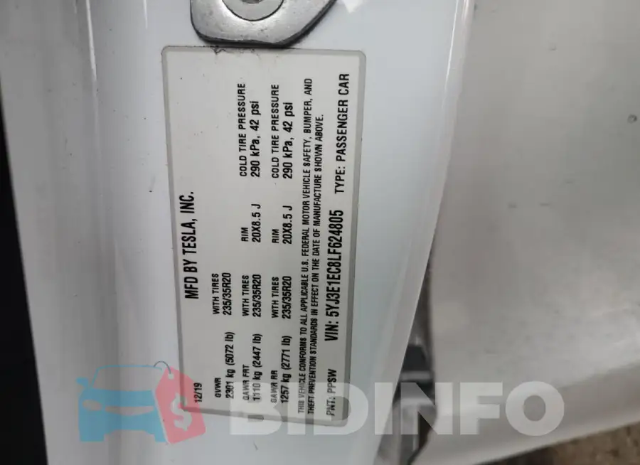 5YJ3E1EC8LF624805 Photo# 13