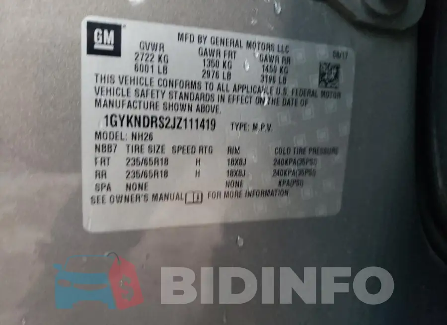 1GYKNDRS2JZ111419 Photo# 12