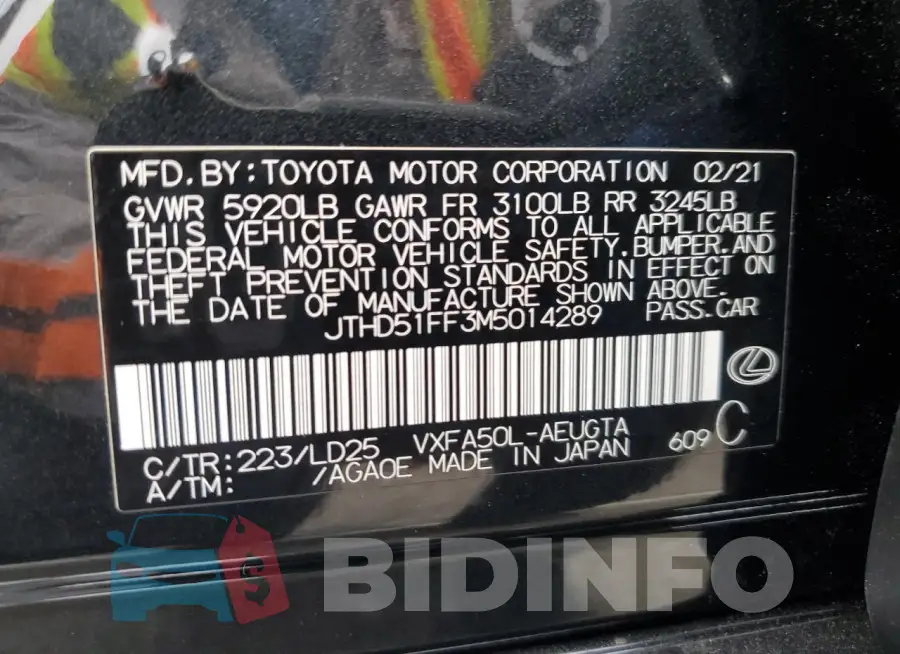 JTHD51FF3M5014289 Photo# 12