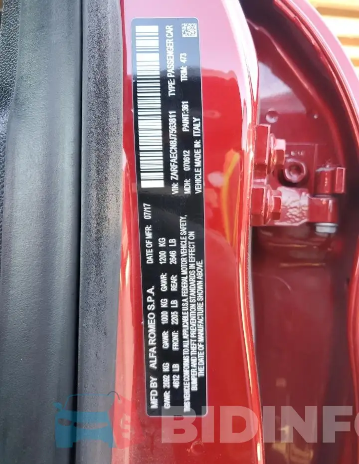ZARFAECN8J7563811 Photo# 12