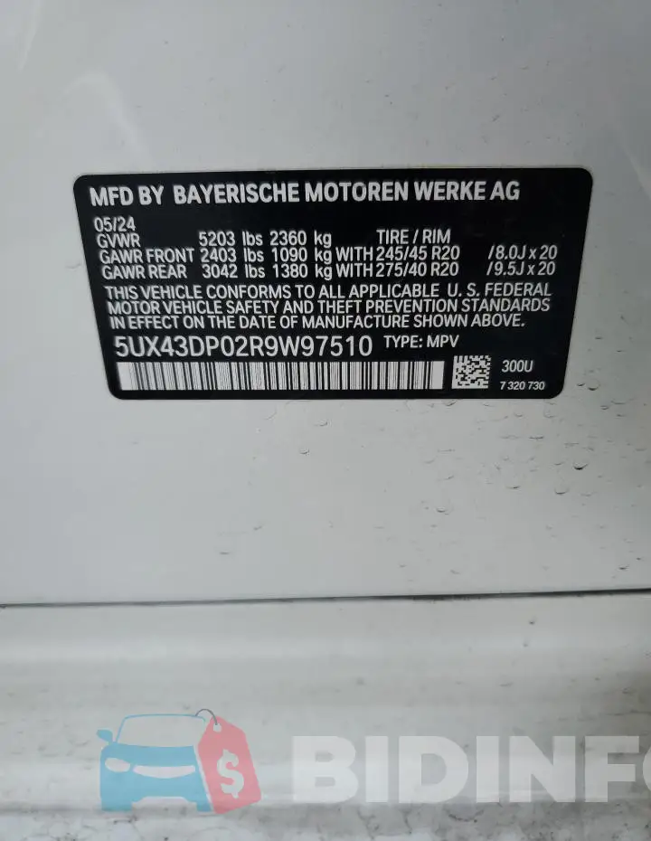 5UX43DP02R9W97510 Photo# 14
