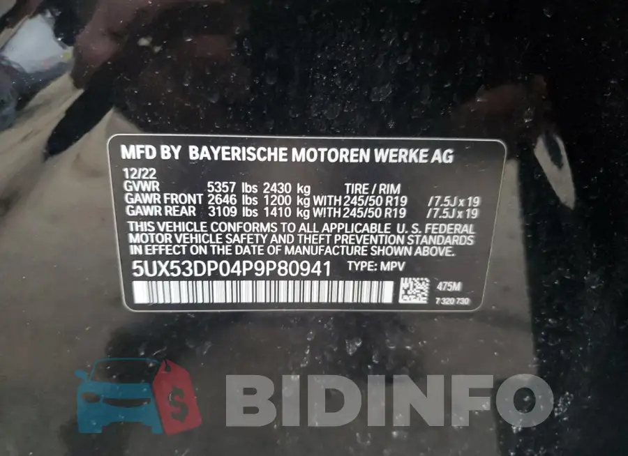 5UX53DP04P9P80941 Photo# 13