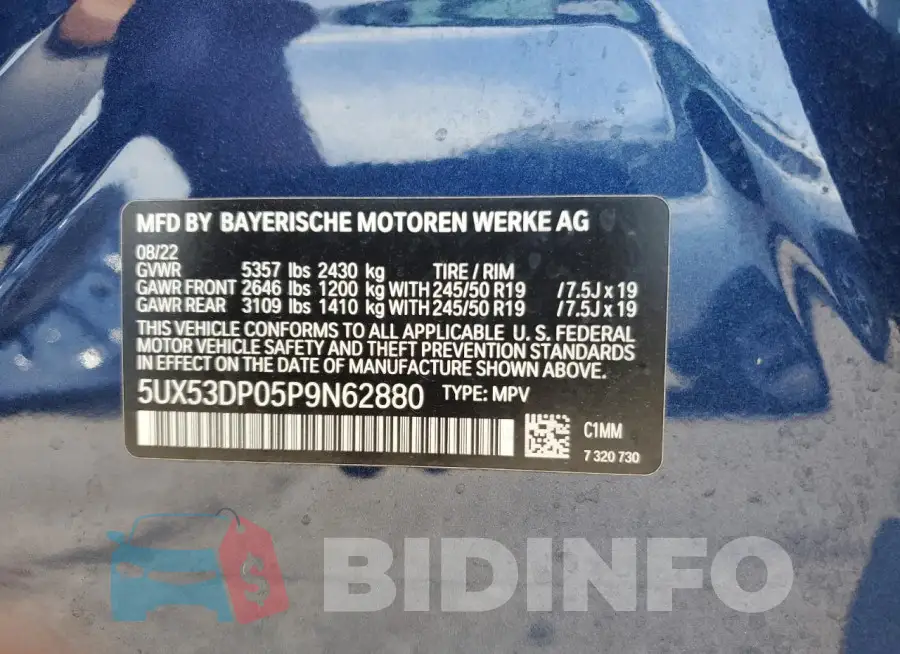 5UX53DP05P9N62880 Photo# 12