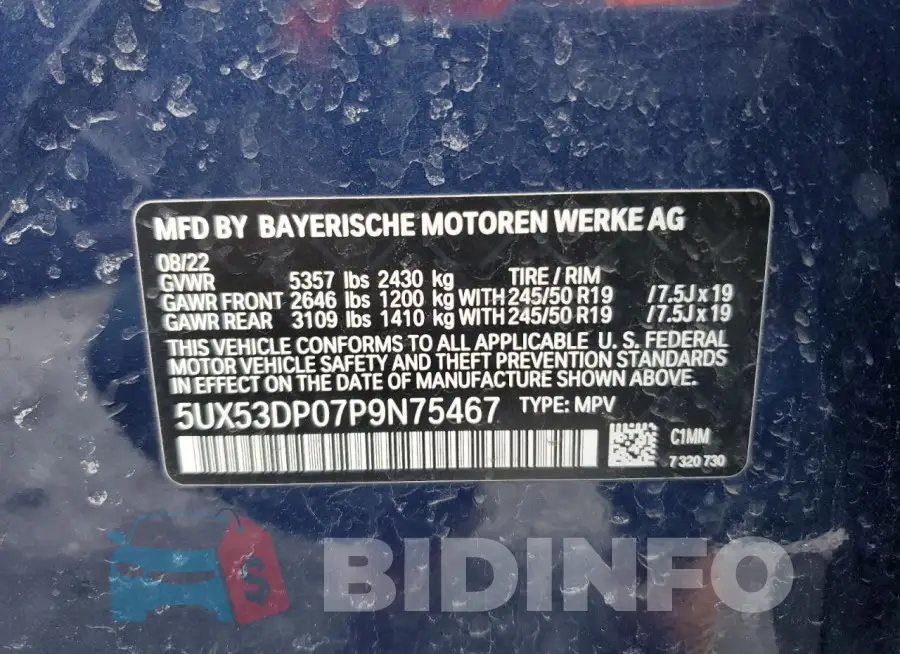 5UX53DP07P9N75467 Photo# 12