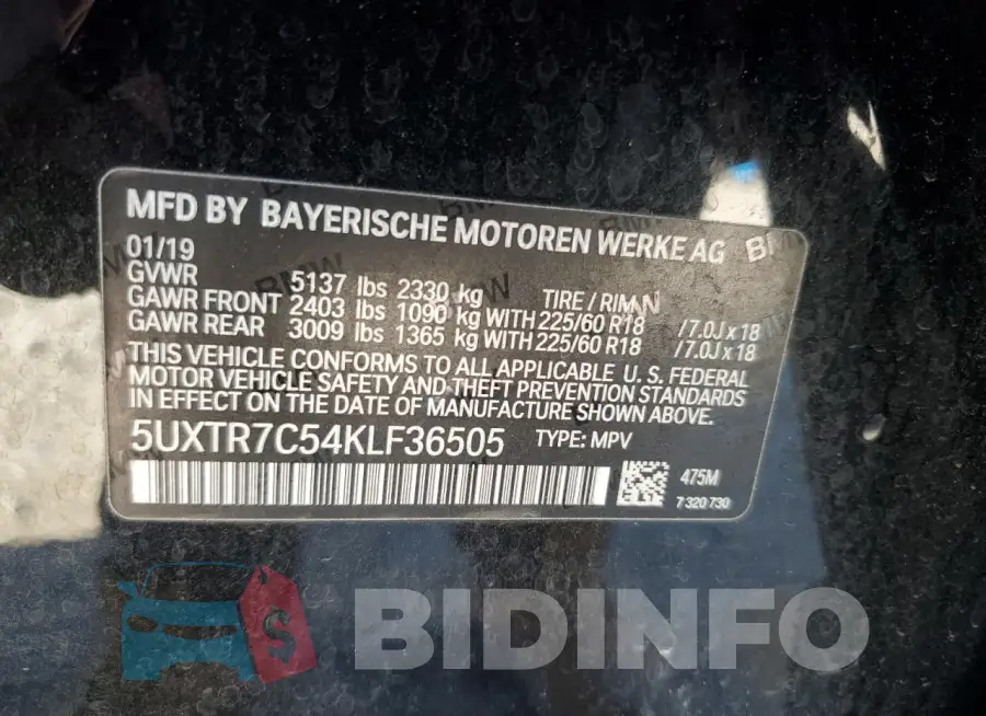 5UXTR7C54KLF36505 Photo# 13