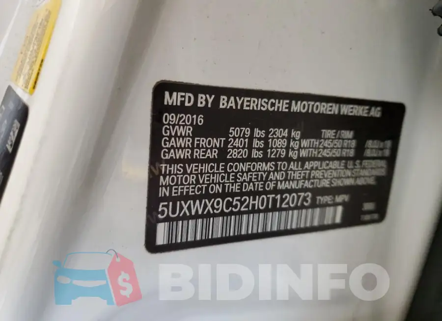 5UXWX9C52H0T12073 Photo# 14