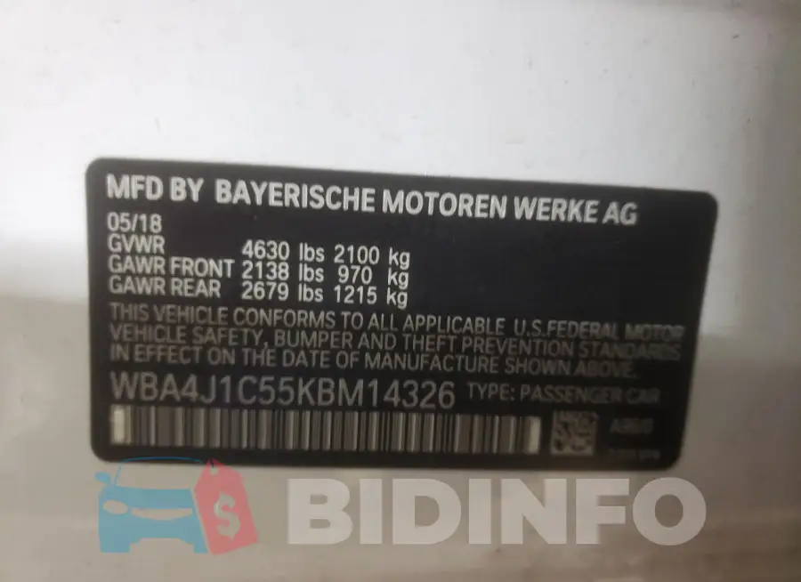 WBA4J1C55KBM14326 Photo# 13