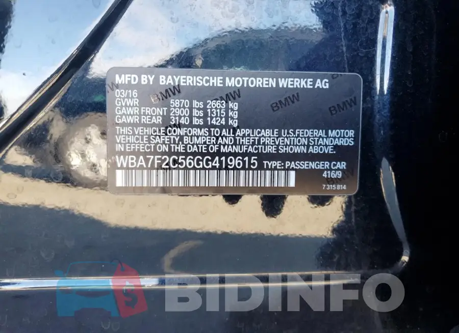 WBA7F2C56GG419615 Photo# 12