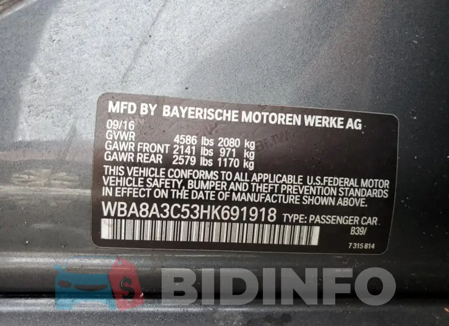 WBA8A3C53HK691918 Photo# 12
