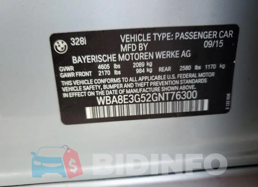 WBA8E3G52GNT76300 Photo# 12