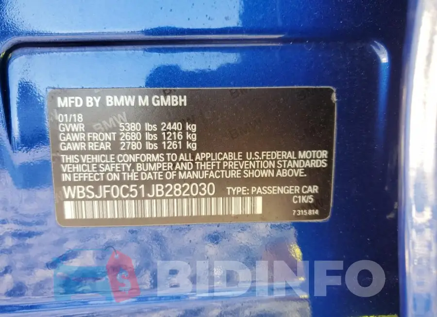 WBSJF0C51JB282030 Photo# 12