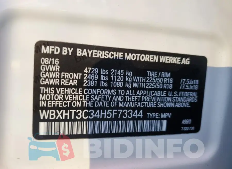 WBXHT3C34H5F73344 Photo# 13