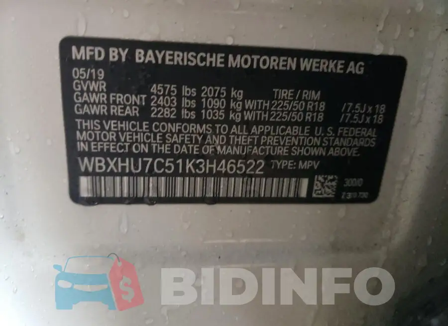 WBXHU7C51K3H46522 Photo# 12