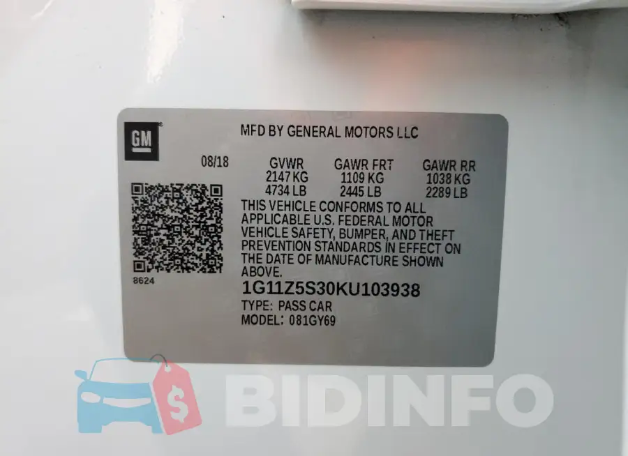 1G11Z5S30KU103938 Photo# 12