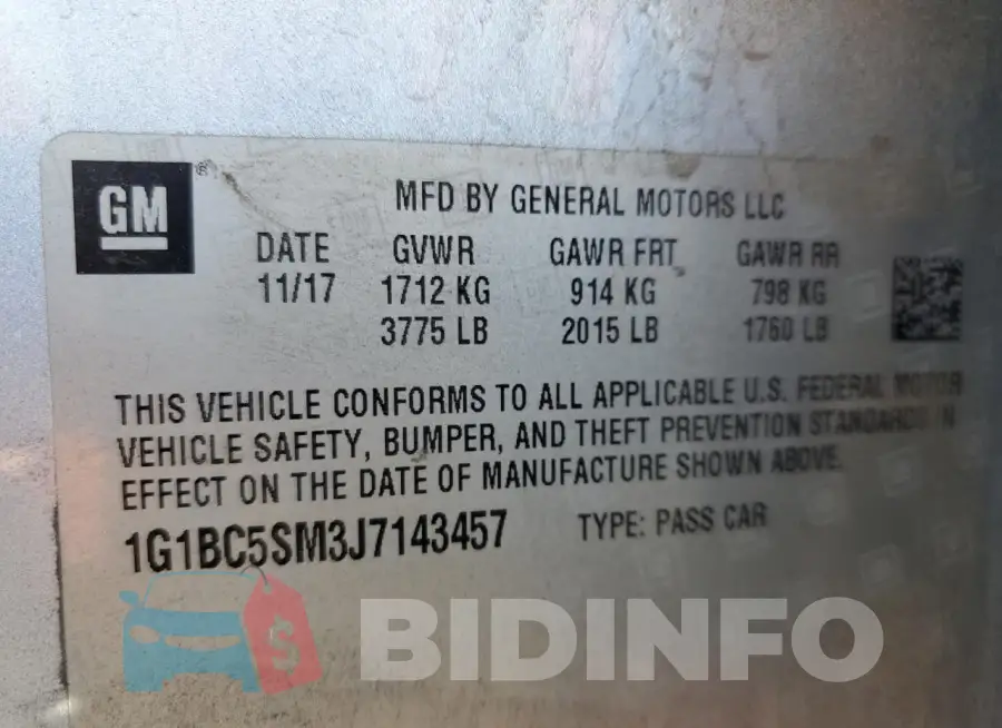 1G1BC5SM3J7143457 Photo# 13