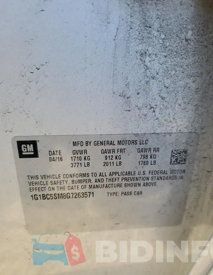 1G1BC5SM8G7263571 Photo# 13