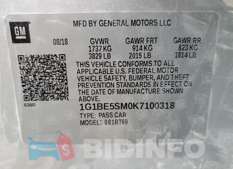 1G1BE5SM0K7100318 Photo# 12