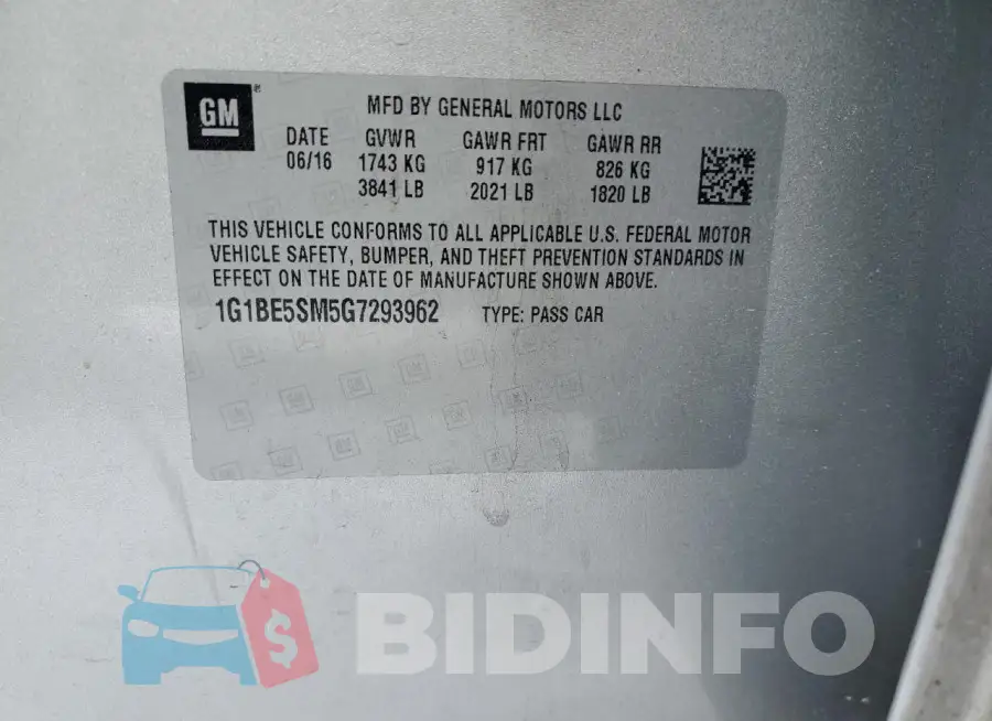 1G1BE5SM5G7293962 Photo# 12