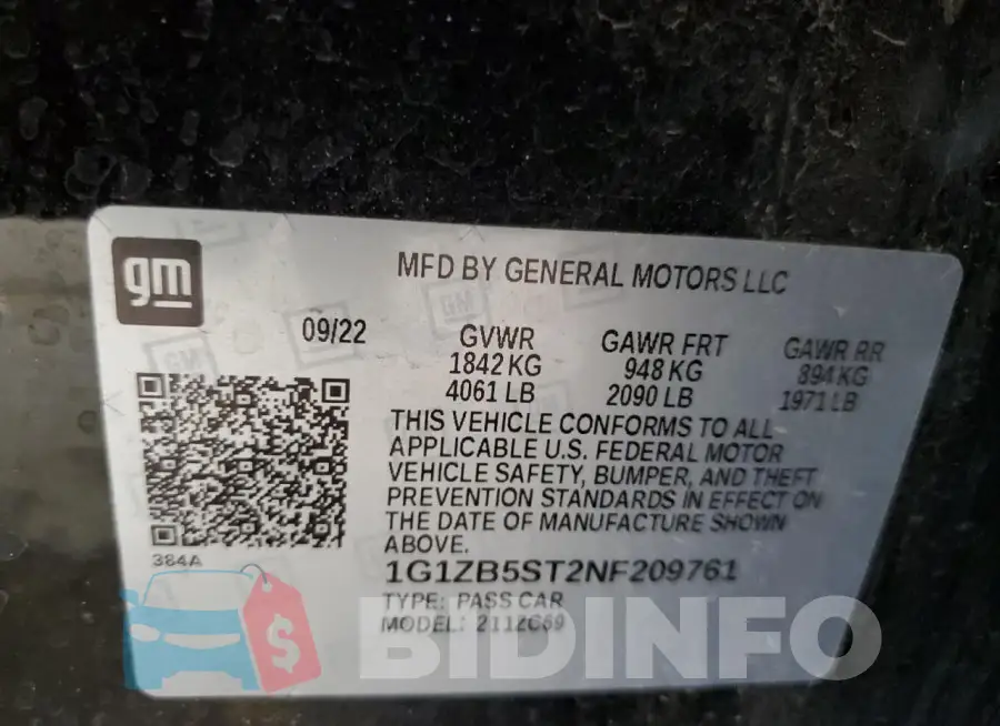 1G1ZB5ST2NF209761 Photo# 12
